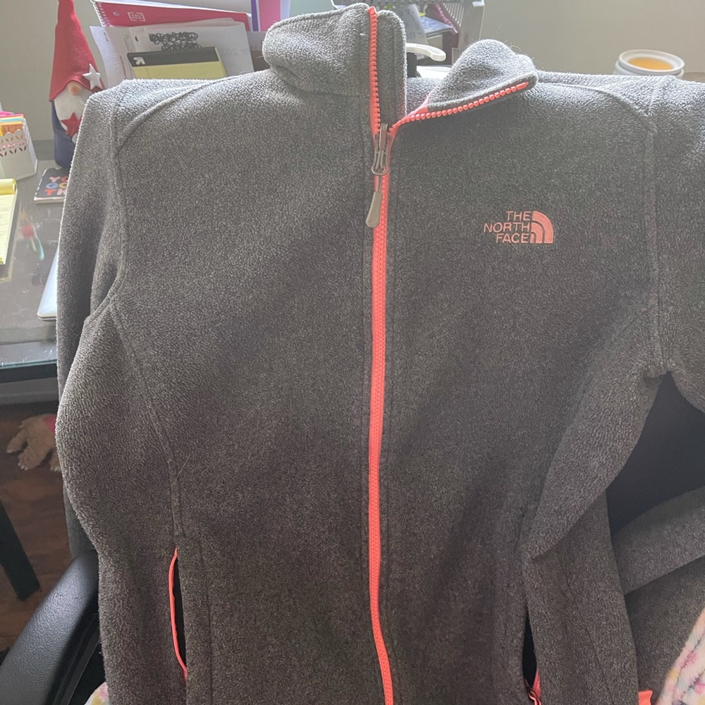 Charcoal & pink Fleece North Face jacket